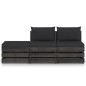 3-tlg. Garten-Lounge-Set mit Kissen Grau Imprägniertes Holz 3-tlg. Garten-Lounge-Set mit Kissen Grau Imprägniertes Holz