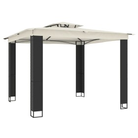 vidaXL Pavillon mit Doppeldach Creme 2,94x2,94 m Stahl