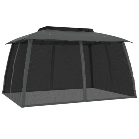 vidaXL Pavillon mit Doppeldach & Netzwänden Anthrazit 3,93x2,93m Stahl