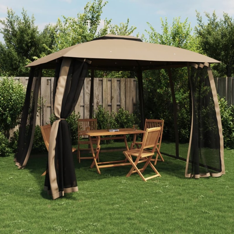 vidaXL Pavillon mit Doppeldach & Netzwänden Taupe 2,93x2,93 m Stahl vidaXL Pavillon mit Doppeldach & Netzwänden Taupe 2,93x2,93 m Stahl