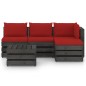5-tlg. Garten-Lounge-Set mit Kissen Grau Imprägniertes Holz 5-tlg. Garten-Lounge-Set mit Kissen Grau Imprägniertes Holz