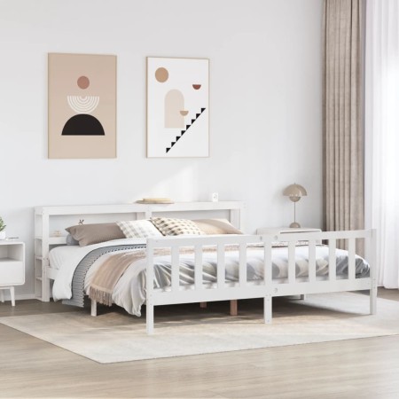 vidaXL Massivholzbett ohne Matratze Weiß 200x200 cm Kiefernholz