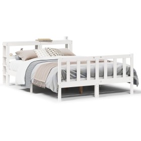vidaXL Massivholzbett ohne Matratze Weiß 160x200 Kiefernholz