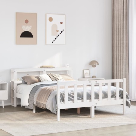 vidaXL Massivholzbett ohne Matratze Weiß 150x200 cm Kiefernholz