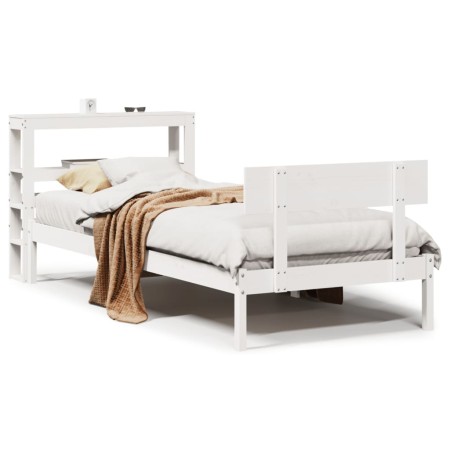 vidaXL Massivholzbett ohne Matratze Weiß 90x190 cm Kiefernholz