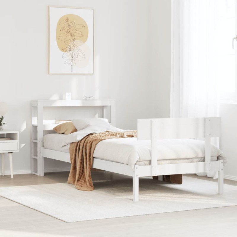 vidaXL Massivholzbett ohne Matratze Weiß 75x190 cm Kiefernholz vidaXL Massivholzbett ohne Matratze Weiß 75x190 cm Kiefernholz