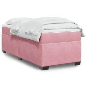 vidaXL Boxspringbett mit Matratze Rosa 100x200 cm Samt