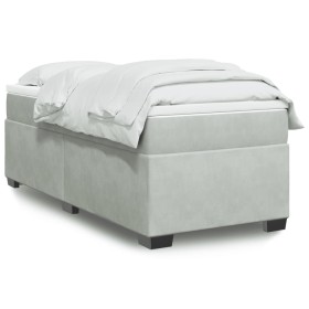 vidaXL Boxspringbett mit Matratze Hellgrau 100x200 cm Samt