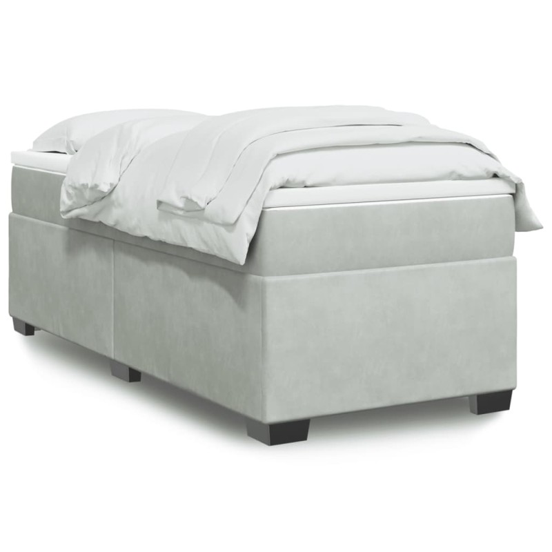 vidaXL Boxspringbett mit Matratze Hellgrau 100x200 cm Samt vidaXL Boxspringbett mit Matratze Hellgrau 100x200 cm Samt