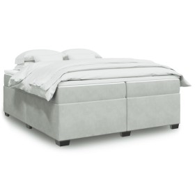 vidaXL Boxspringbett mit Matratze Hellgrau 200x200 cm Samt