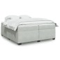 vidaXL Boxspringbett mit Matratze Hellgrau 200x200 cm Samt vidaXL Boxspringbett mit Matratze Hellgrau 200x200 cm Samt