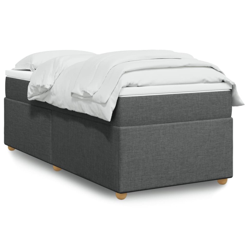 vidaXL Boxspringbett mit Matratze Dunkelgrau 100x200 cm Stoff vidaXL Boxspringbett mit Matratze Dunkelgrau 100x200 cm Stoff