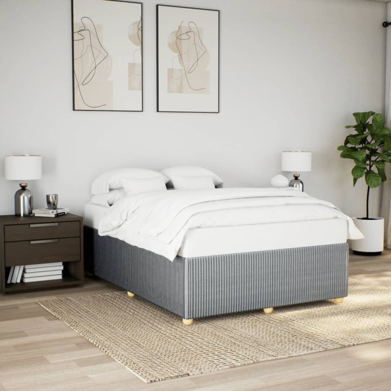 vidaXL Bettgestell ohne Matratze Hellgrau 140x200 cm Stoff vidaXL Bettgestell ohne Matratze Hellgrau 140x200 cm Stoff