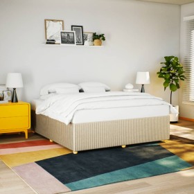 vidaXL Bettgestell ohne Matratze Creme 200x200 cm Stoff