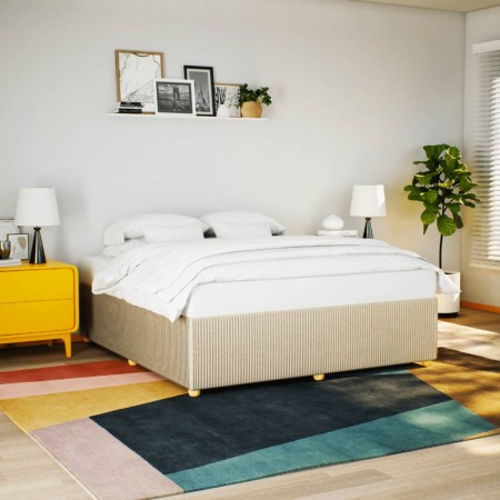 vidaXL Bettgestell ohne Matratze Creme 200x200 cm Stoff