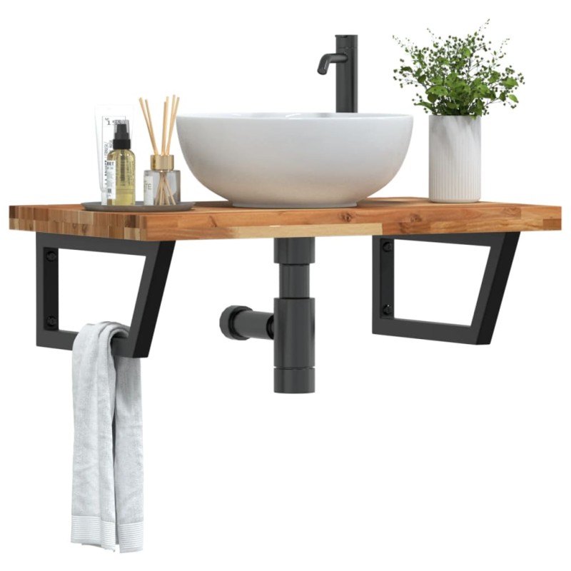 vidaXL Waschbeckenregal Wandmontage Stahl und Akazienholz vidaXL Waschbeckenregal Wandmontage Stahl und Akazienholz