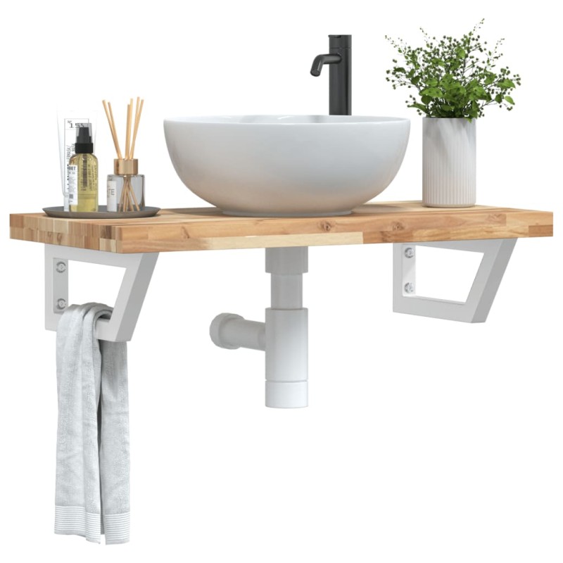vidaXL Waschbeckenregal Wandmontage Stahl und Akazienholz vidaXL Waschbeckenregal Wandmontage Stahl und Akazienholz