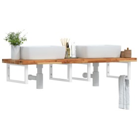vidaXL Waschbeckenregal Wandmontage Stahl und Akazienholz