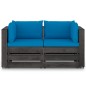 2-Sitzer Outdoor-Sofa mit Kissen Grau Imprägniertes Kiefernholz 2-Sitzer Outdoor-Sofa mit Kissen Grau Imprägniertes Kiefernholz