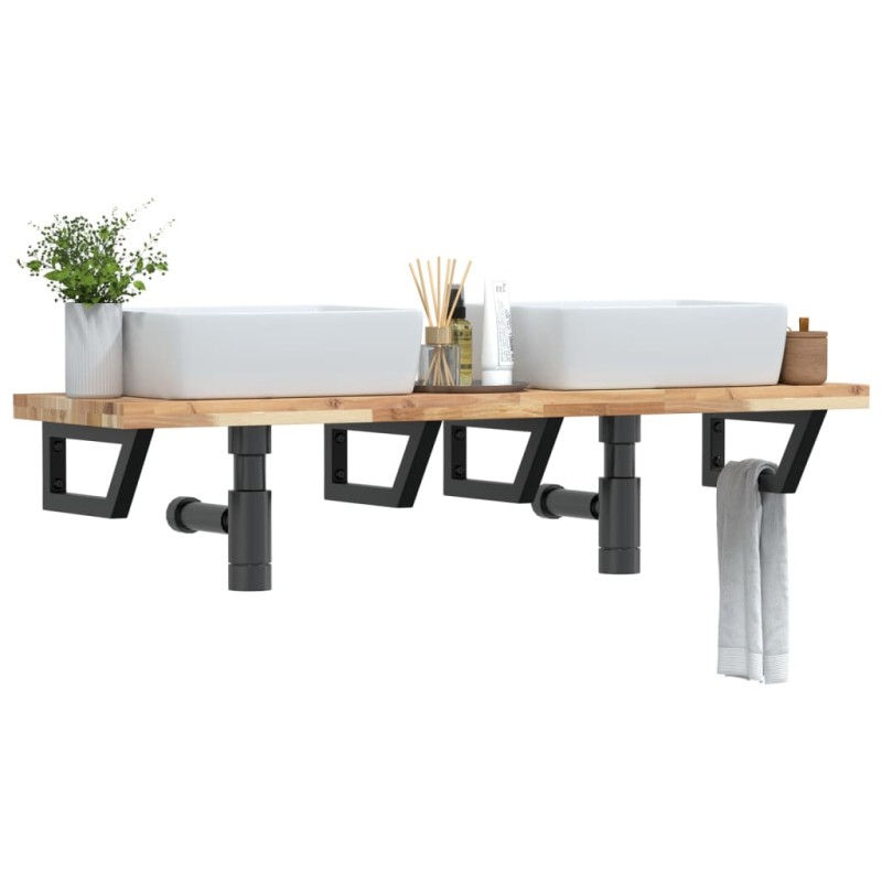 vidaXL Waschbeckenregal Wandmontage Stahl und Akazienholz vidaXL Waschbeckenregal Wandmontage Stahl und Akazienholz
