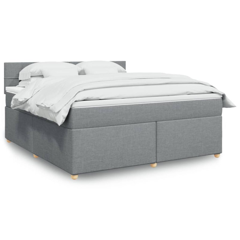 vidaXL Boxspringbett mit Matratze Hellgrau 180x200 cm Stoff vidaXL Boxspringbett mit Matratze Hellgrau 180x200 cm Stoff