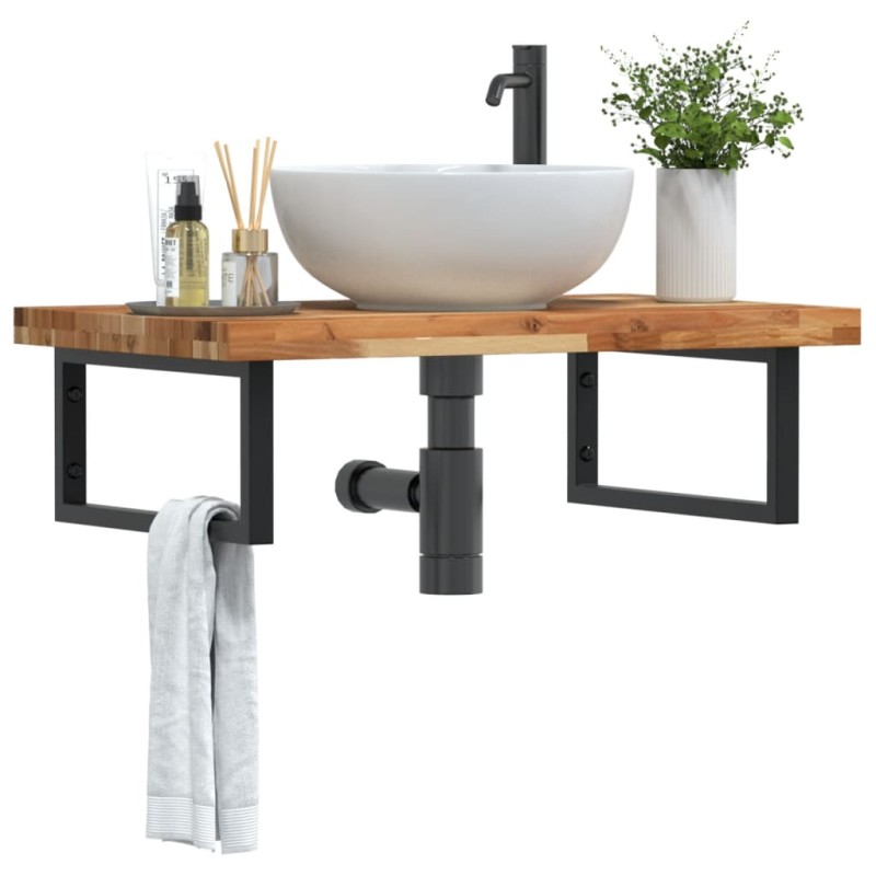 vidaXL Waschbeckenregal Wandmontage Stahl und Akazienholz vidaXL Waschbeckenregal Wandmontage Stahl und Akazienholz