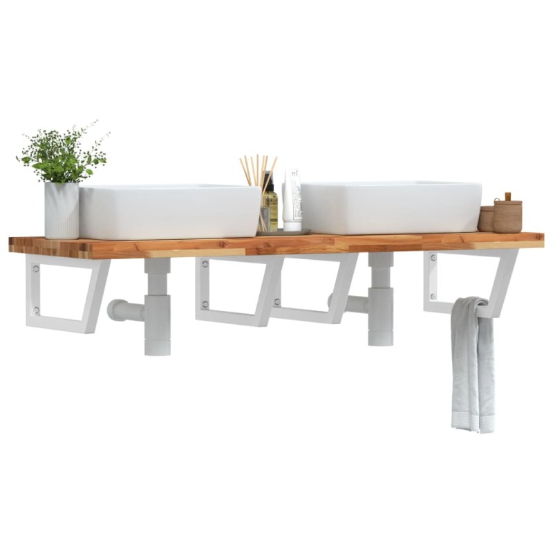 vidaXL Waschbeckenregal Wandmontage Stahl und Akazienholz vidaXL Waschbeckenregal Wandmontage Stahl und Akazienholz