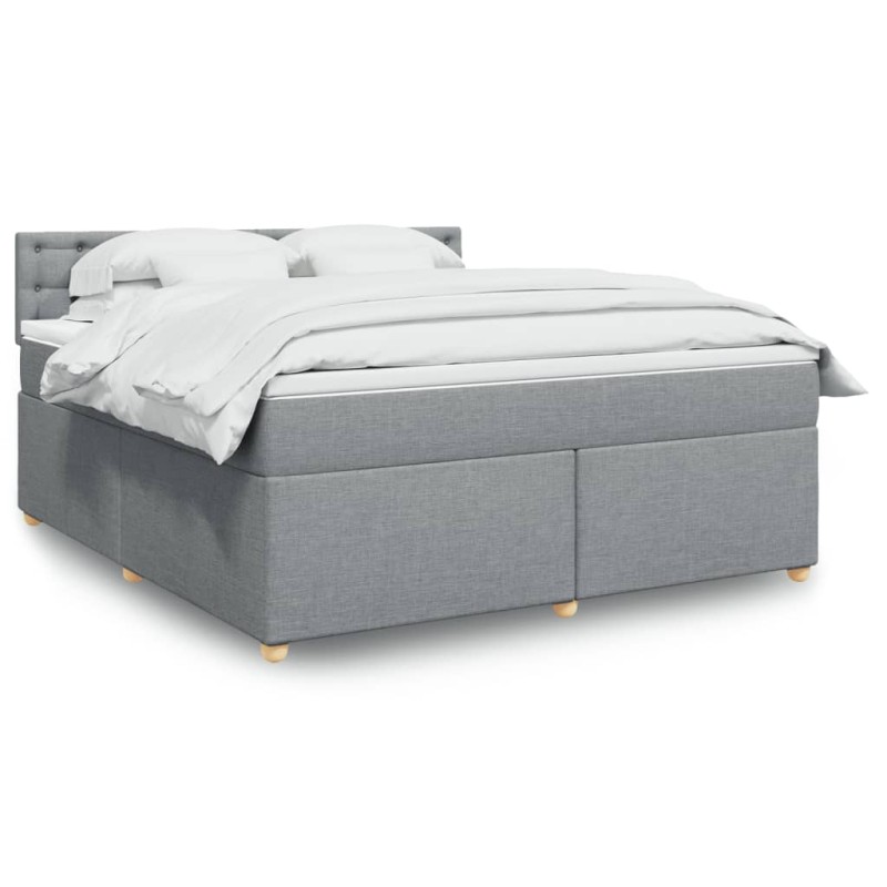 vidaXL Boxspringbett mit Matratze Hellgrau 180x200 cm Stoff vidaXL Boxspringbett mit Matratze Hellgrau 180x200 cm Stoff
