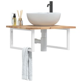 vidaXL Waschbeckenregal Wandmontage Stahl und Akazienholz