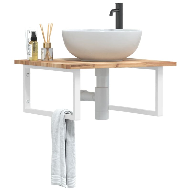 vidaXL Waschbeckenregal Wandmontage Stahl und Akazienholz vidaXL Waschbeckenregal Wandmontage Stahl und Akazienholz