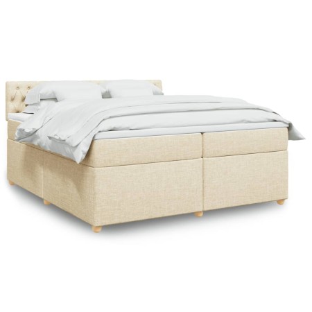 vidaXL Boxspringbett mit Matratze Creme 200x200 cm Stoff