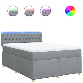 vidaXL Boxspringbett mit Matratze Hellgrau 140x190 cm Stoff