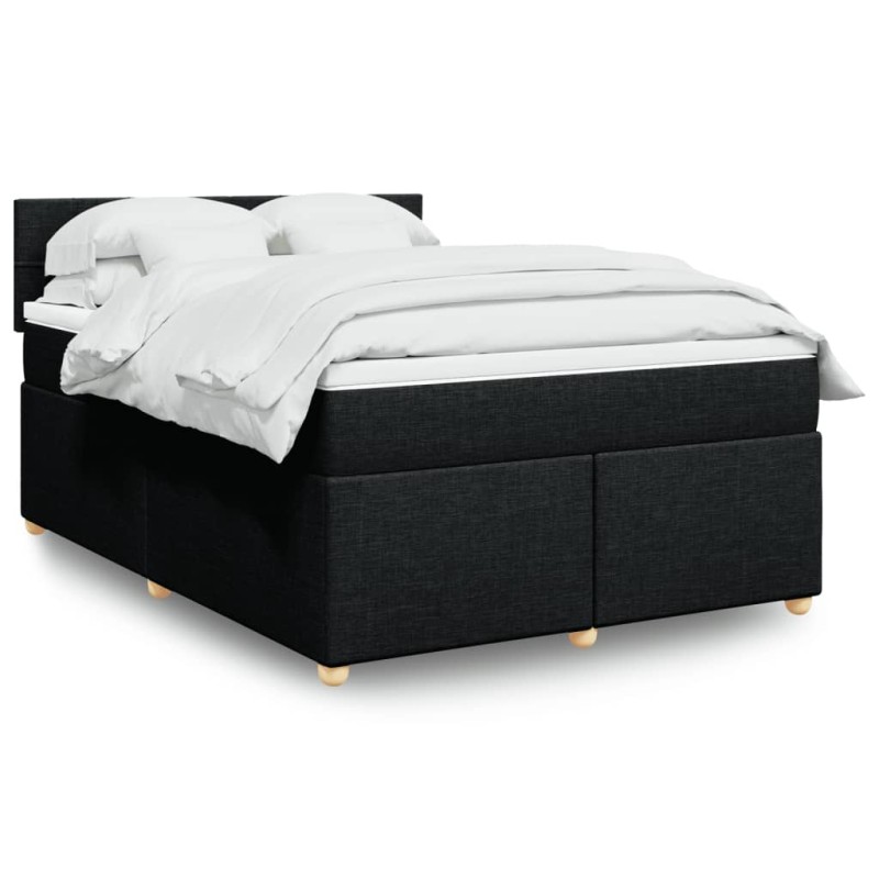 vidaXL Boxspringbett mit Matratze Schwarz 140x190 cm Stoff vidaXL Boxspringbett mit Matratze Schwarz 140x190 cm Stoff