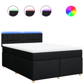 vidaXL Boxspringbett mit Matratze Schwarz 140x190 cm Stoff