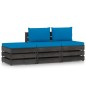 vidaXL 3-tlg. Garten-Lounge-Set mit Kissen Grau Imprägniertes Holz vidaXL 3-tlg. Garten-Lounge-Set mit Kissen Grau Imprägniertes Holz