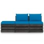 vidaXL 3-tlg. Garten-Lounge-Set mit Kissen Grau Imprägniertes Holz vidaXL 3-tlg. Garten-Lounge-Set mit Kissen Grau Imprägniertes Holz