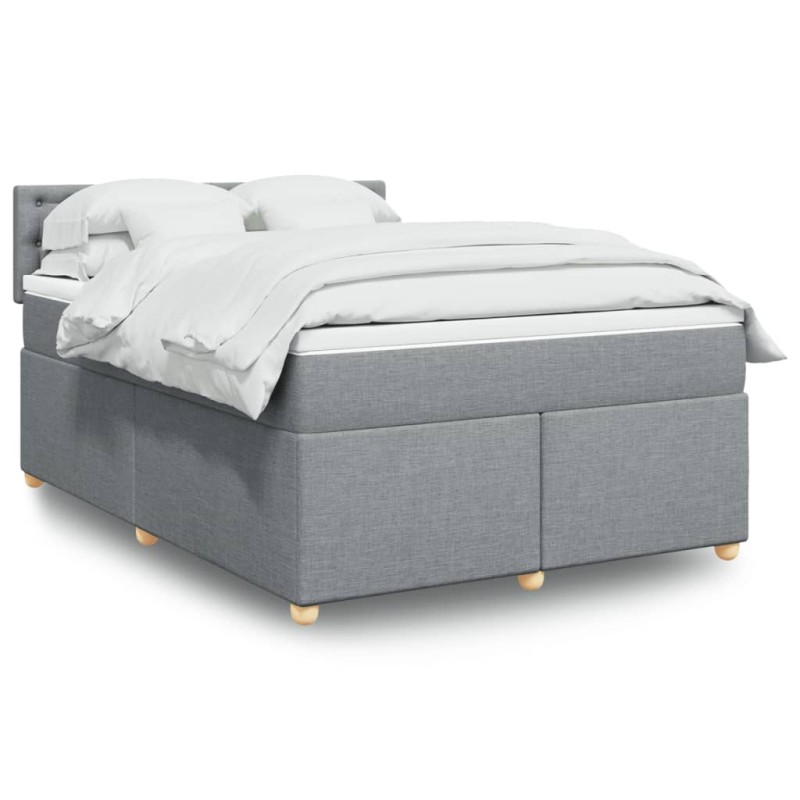 vidaXL Boxspringbett mit Matratze Hellgrau 140x190 cm Stoff