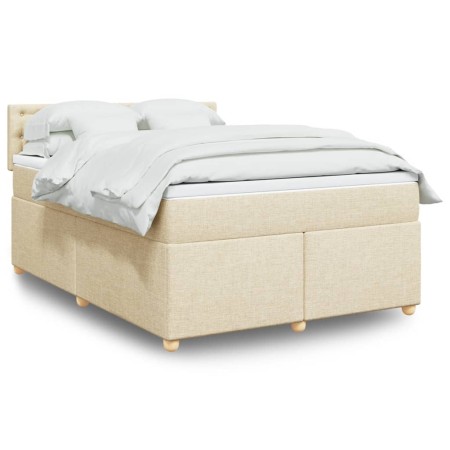 vidaXL Boxspringbett mit Matratze Creme 140x190 cm Stoff
