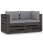 2-Sitzer Outdoor-Sofa mit Kissen Grau Imprägniertes Kiefernholz 2-Sitzer Outdoor-Sofa mit Kissen Grau Imprägniertes Kiefernholz