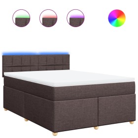 vidaXL Boxspringbett mit Matratze Dunkelbraun 160x200 cm Stoff