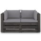 2-Sitzer Outdoor-Sofa mit Kissen Grau Imprägniertes Kiefernholz 2-Sitzer Outdoor-Sofa mit Kissen Grau Imprägniertes Kiefernholz