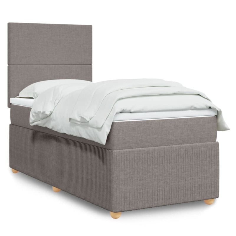 vidaXL Boxspringbett mit Matratze Taupe 90x190 cm Stoff vidaXL Boxspringbett mit Matratze Taupe 90x190 cm Stoff