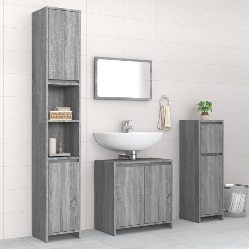vidaXL 4-tlg. Badmöbel-Set Grau Sonoma Holzwerkstoff vidaXL 4-tlg. Badmöbel-Set Grau Sonoma Holzwerkstoff