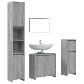 vidaXL 4-tlg. Badmöbel-Set Grau Sonoma Holzwerkstoff