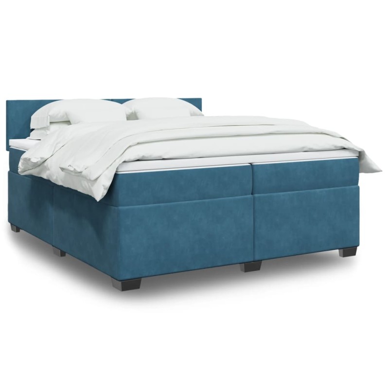 vidaXL Boxspringbett mit Matratze Dunkelblau 200x200 cm Samt vidaXL Boxspringbett mit Matratze Dunkelblau 200x200 cm Samt