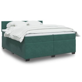 vidaXL Boxspringbett mit Matratze Dunkelgrün 200x200 cm Samt