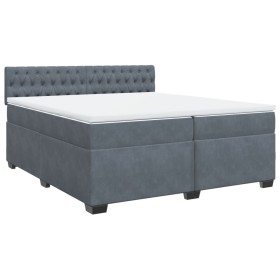 vidaXL Boxspringbett mit Matratze Dunkelgrau 200x200 cm Samt