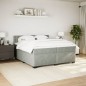 vidaXL Boxspringbett mit Matratze Hellgrau 200x200 cm Samt vidaXL Boxspringbett mit Matratze Hellgrau 200x200 cm Samt