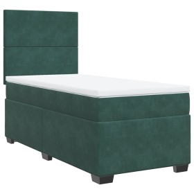vidaXL Boxspringbett mit Matratze Dunkelgrün 80x200 cm Samt