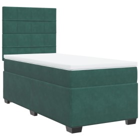 vidaXL Boxspringbett mit Matratze Dunkelgrün 80x200 cm Samt